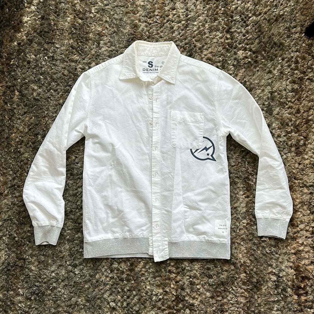 Denim by vanquish button down shirt in white